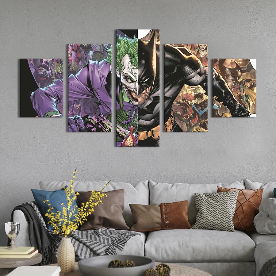 Модульная картина из 5 частей Архивраги Бэтмен и Джокер 162x80 см (690-52)