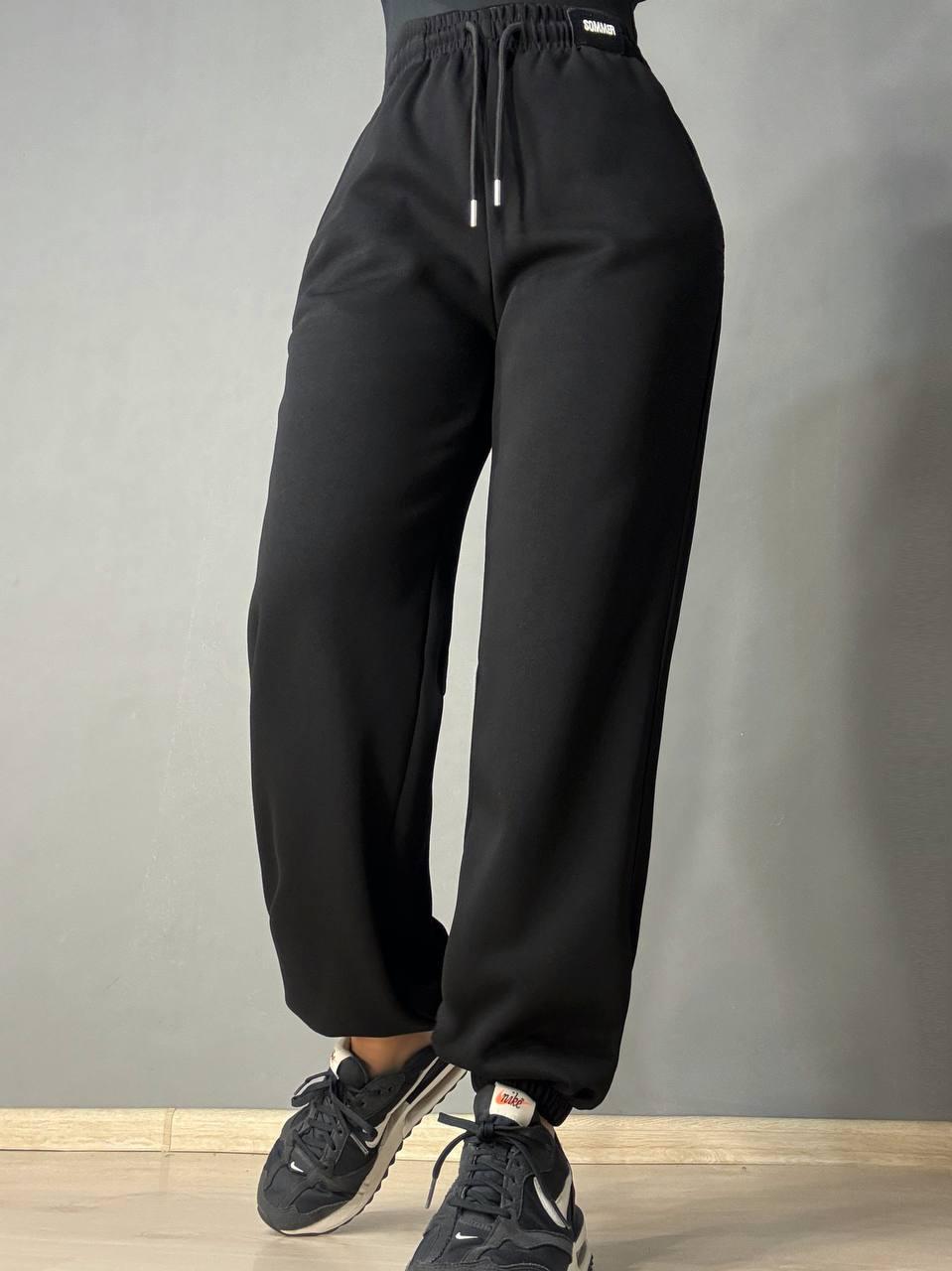 Брюки женские A-N 27068 спортивные с нашивкой на поясе S Черный