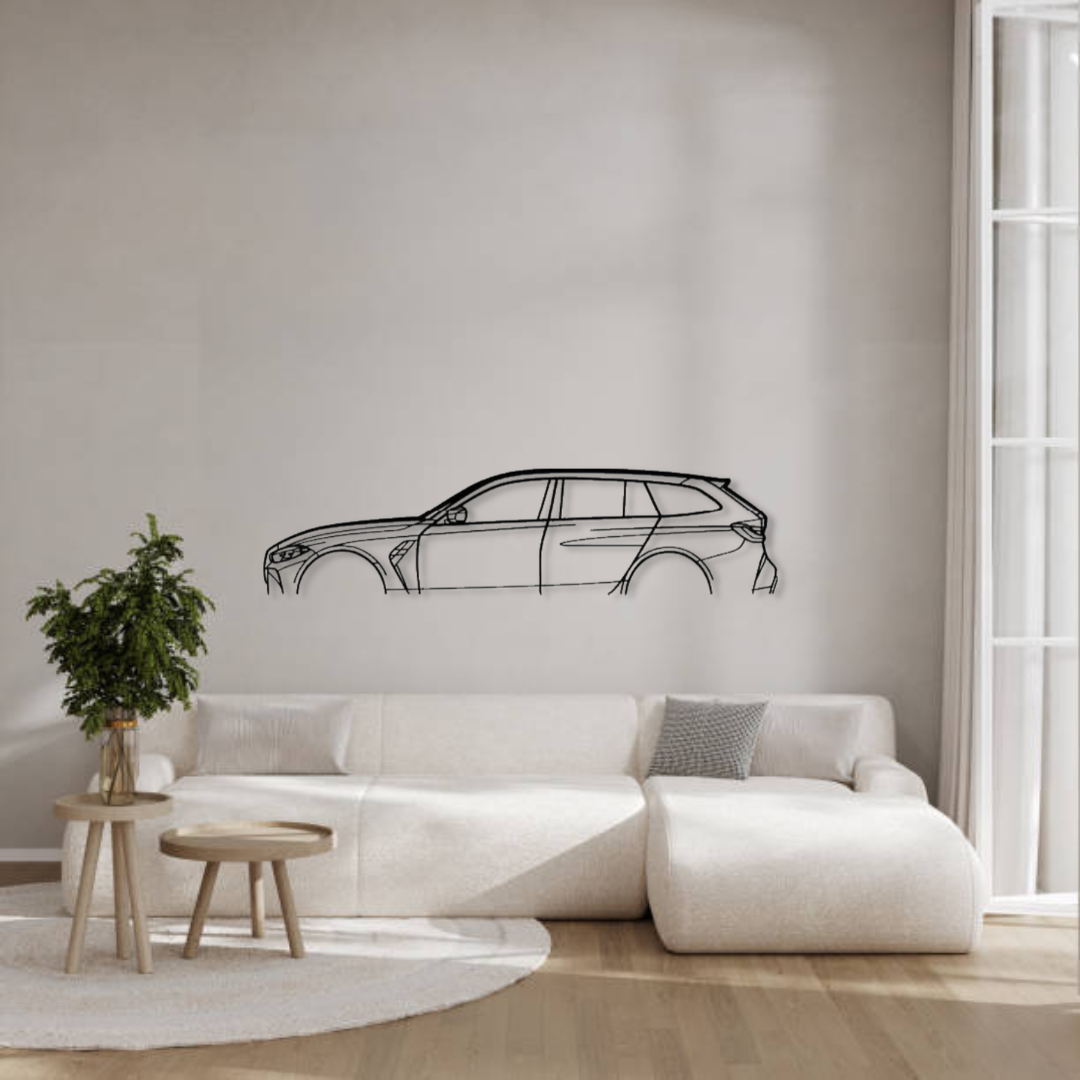 Декор на стену авто BMW М3 Touring G81 из металла 80 см (auto270)