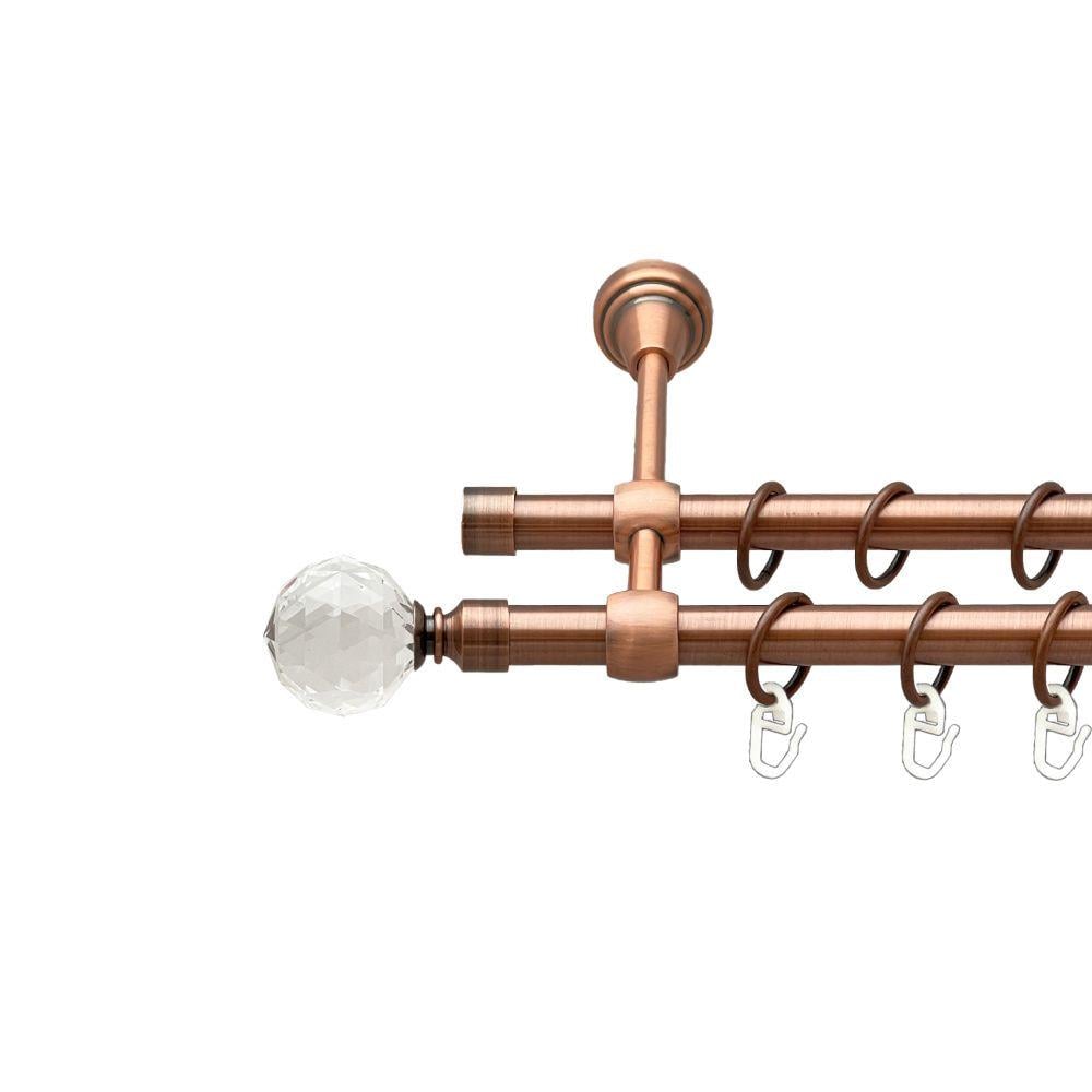 Карниз Orvit Люміера металевий дворядний литий гладка труба кільце металеве 16/16 мм 120 см Мідь (00-00019629)