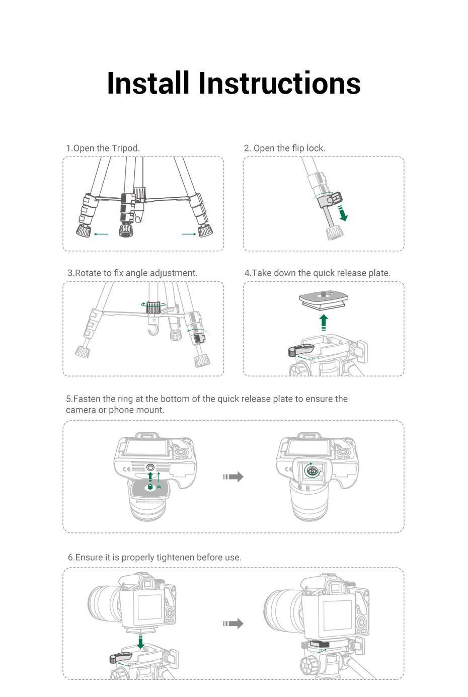 Трипод профессиональный UGREEN 53.5-175 см до 5 кг 360° Черный (15187) - фото 17 Трипод профессиональный UGREEN 53.5-175 см до 5 кг 360° Черный (15187) - фото 17