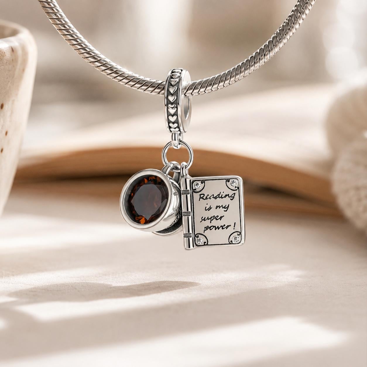 Підвіска-шарм Reading Is My Super Power для браслета Сріблястий (BOOK-CHARM-SILVER)