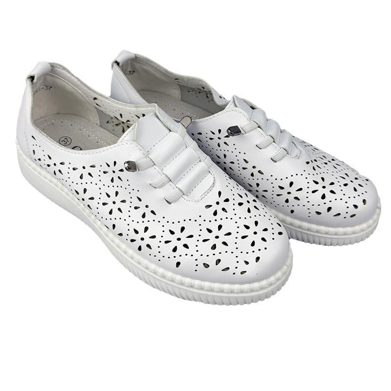 Мокасины женские перфорированная кожа 20041-1 р. 37 23,5 см Белый