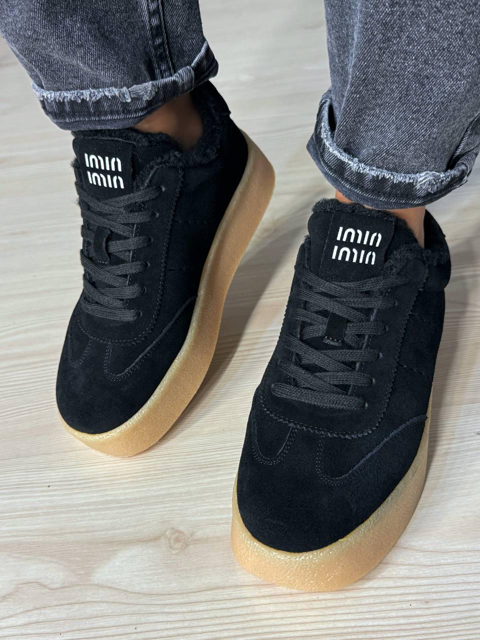 Кеды женские Hengji 633-1 утепленные замшевые на меху р. 37 Черный (5393)