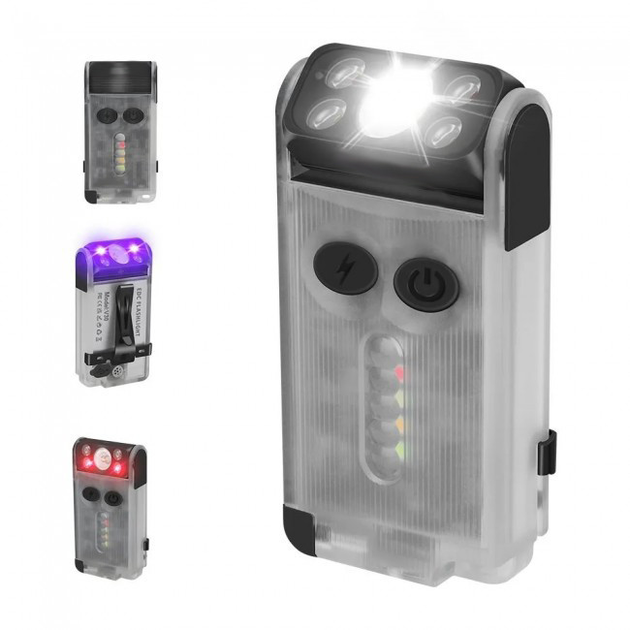 Ліхтар Boruit V30 EDC 900lm Type-C 2000 mAh з функцією Power Bank 180° УФ IP67 Прозорий (BORUIT-V30WHITE) - фото 6 Ліхтар Boruit V30 EDC 900lm Type-C 2000 mAh з функцією Power Bank 180° УФ IP67 Прозорий (BORUIT-V30WHITE) - фото 6