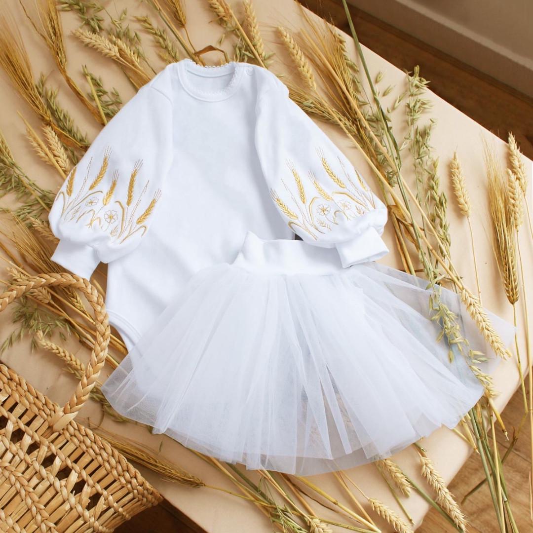 Боді для дівчинки з вишивкою пшениці 80 см 12 міс Білий (2323533717) - фото 3 Боді для дівчинки з вишивкою пшениці 80 см 12 міс Білий (2323533717) - фото 3