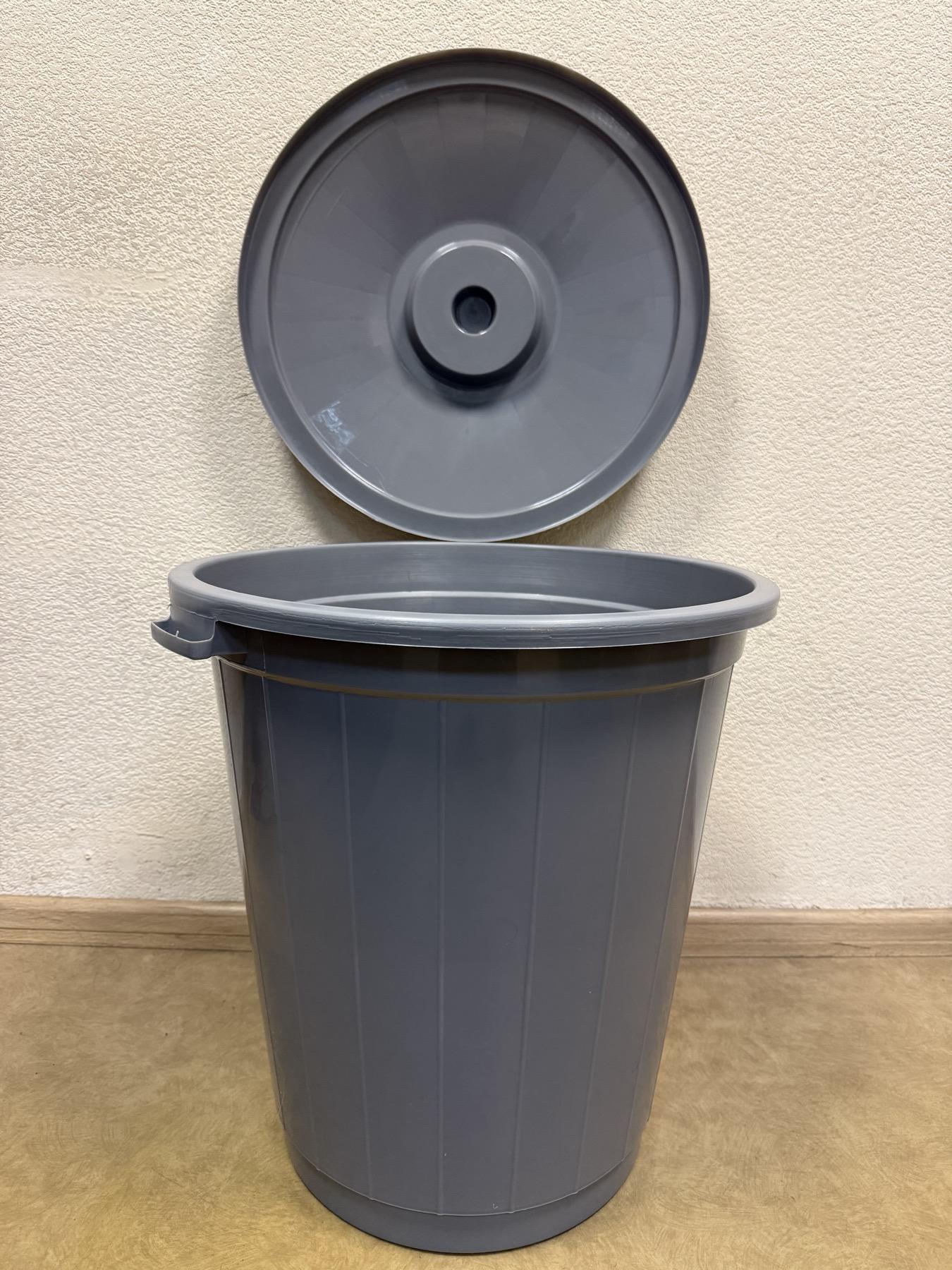 Бак для мусора с крышкой Горизонт из пищевого полипропилена 65 л 540 мм Серый (26821783)