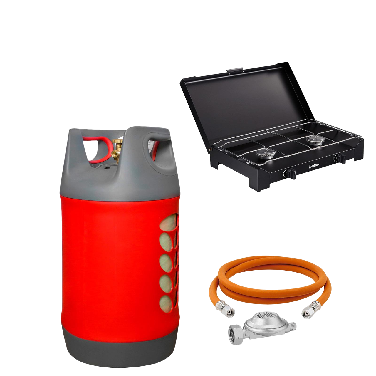 Газовая плита Enders Dalgety 2 с термодатчиком/шланг с накидными гайками 80 см/редуктор GOK 50 мбар/баллон газовый HPCR-G.5 24,5 л (1856N24)