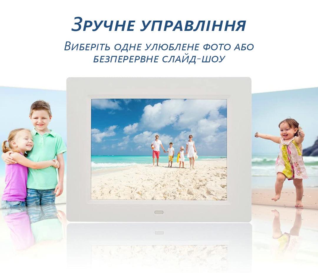 Фоторамка цифровая PROS 7" с дисплеем IPS Белый - фото 3