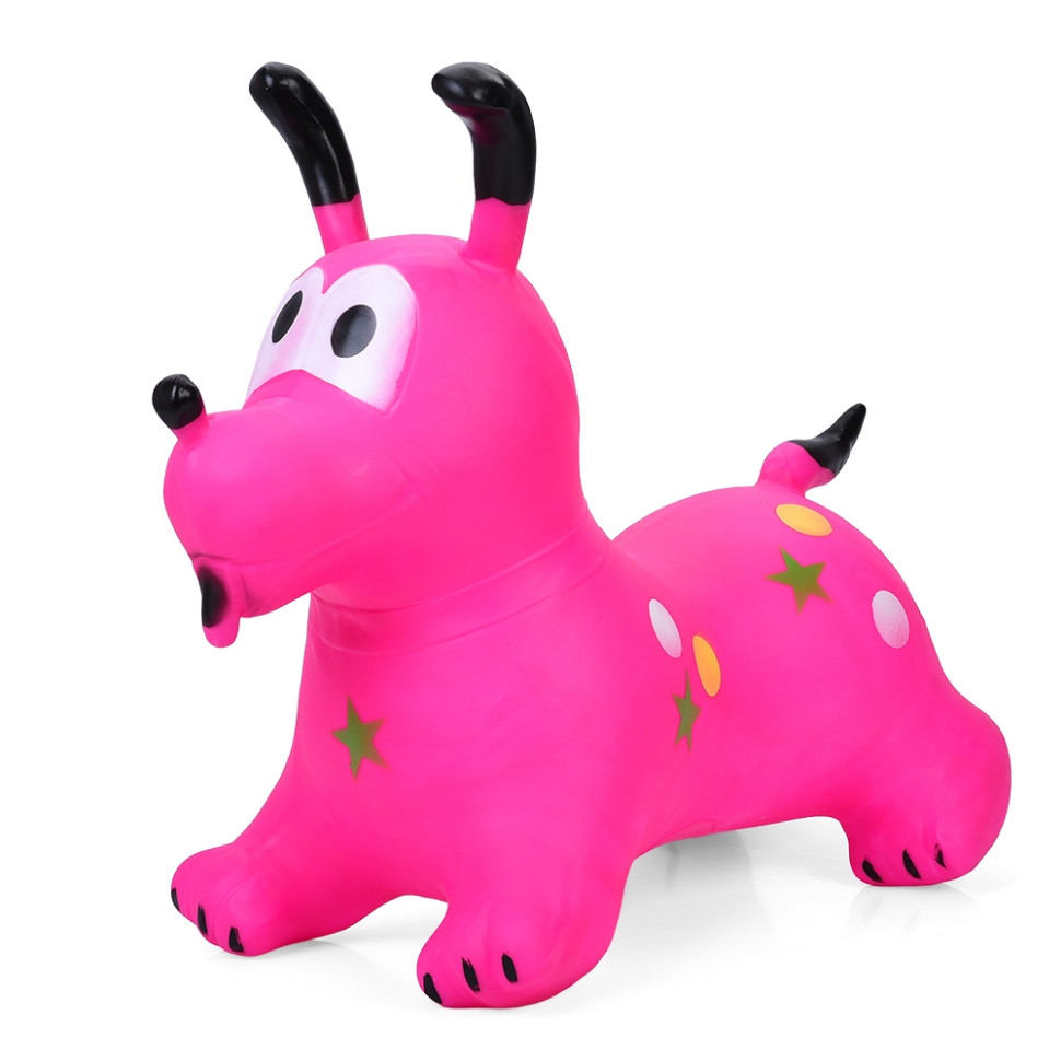 Игрушка-попрыгунчик для малышей Песик резиновая надувная с ручками Розовый (33514894)