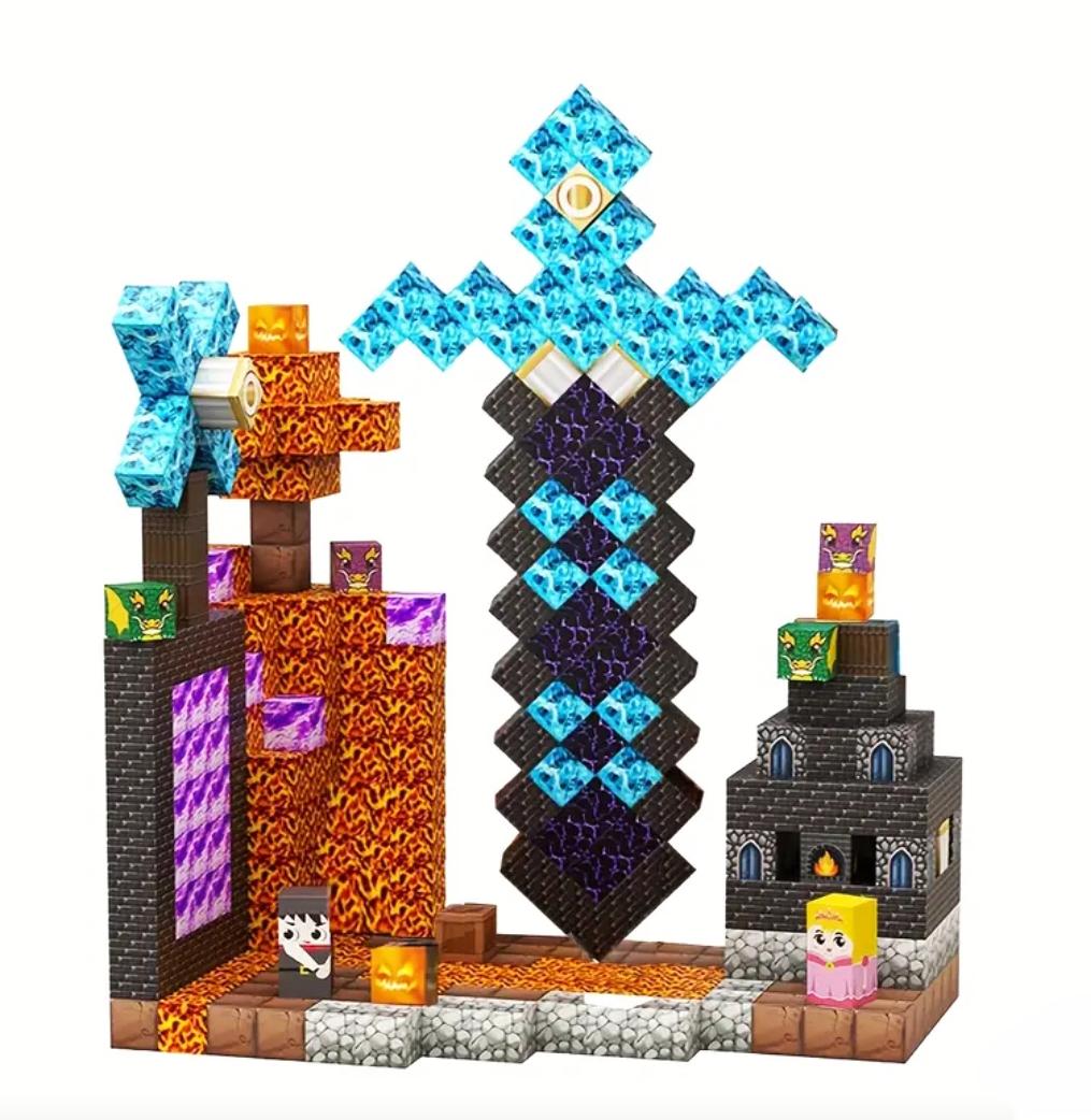 Конструктор магнитный Майнкрафт Портал в подземелье 108 кубиков