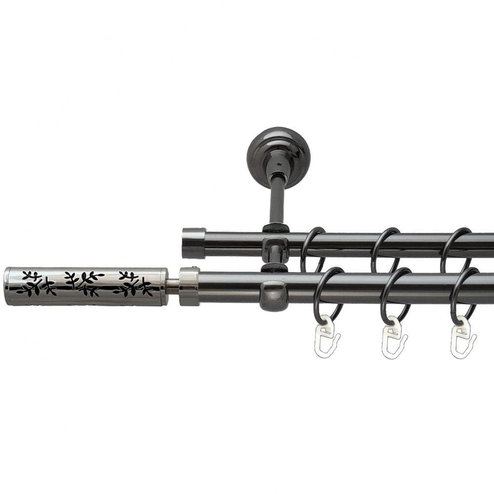 Карниз Orvit Апрілія металевий дворядний відкритий гладка труба кільце металеве 19/16 мм 200 см Онікс (00-00014838) - фото 1 Карниз Orvit Апрілія металевий дворядний відкритий гладка труба кільце металеве 19/16 мм 200 см Онікс (00-00014838) - фото 1