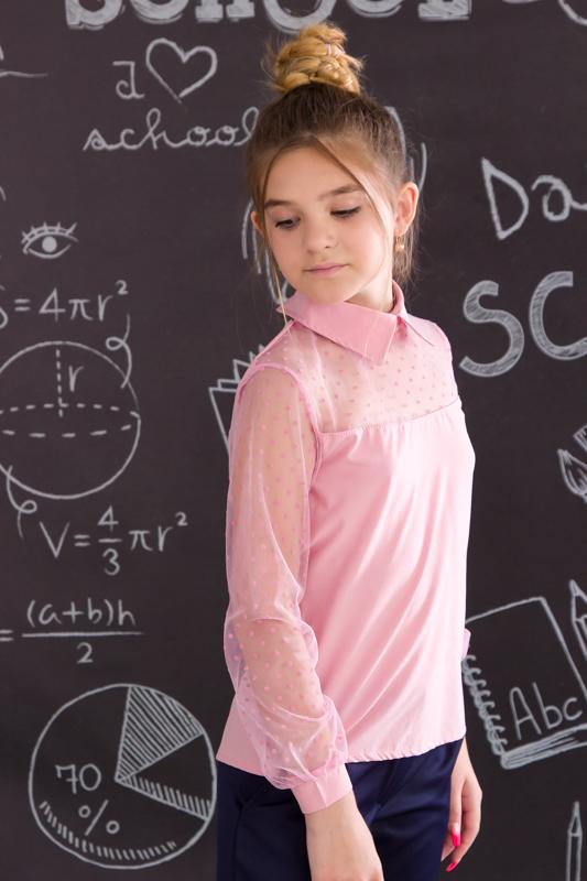 Блуза с кружевными рукавами Носи свое 152 см Пудровый (6138-066-v2)