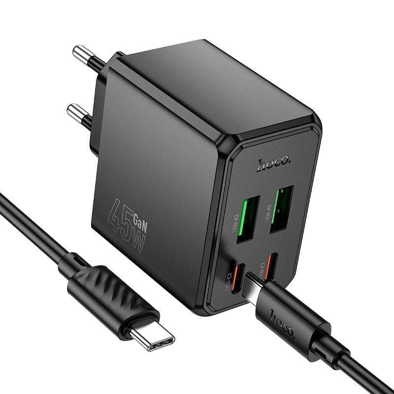 Зарядное устройство Hoco CS18A 45 Вт с кабелем Type-C to Type-C Черный (27457350) - фото 2 Зарядное устройство Hoco CS18A 45 Вт с кабелем Type-C to Type-C Черный (27457350) - фото 2