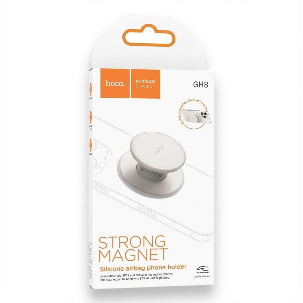 Магнитный складной держатель для телефона Hoco GH8 с мощным магнитом N52/TPE силикон Белый - фото 2 Магнитный складной держатель для телефона Hoco GH8 с мощным магнитом N52/TPE силикон Белый - фото 2