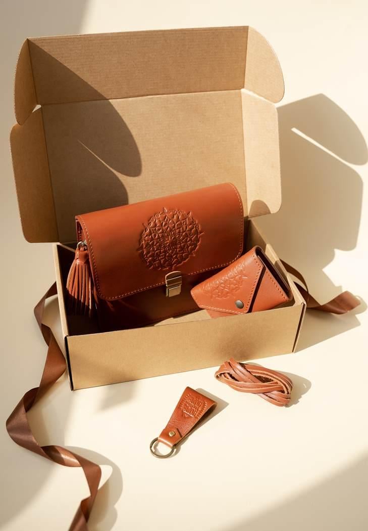 Набір шкіряних аксесуарів жіночий подарунковий Будапешт (A-026355)