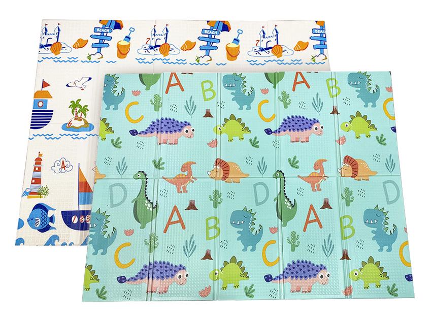 Развивающий коврик детский двусторонний Море 24/Динозавры 09 складной с сумкой 200х150х1 см (1996923951)