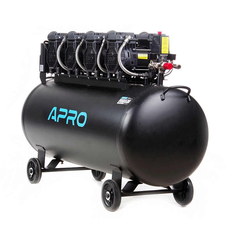 Компрессор восьмицилиндровый Apro безмасляный OFE-200 8 Бар 4х1,5 кВт 950 л/мин 200 л 2 крана (850172) - фото 2