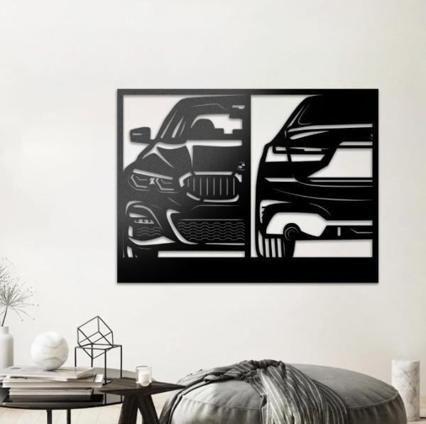 Картина-панно на стену в стиле лофт деревянное Decart BMW g20 без подсветки 90х67 см