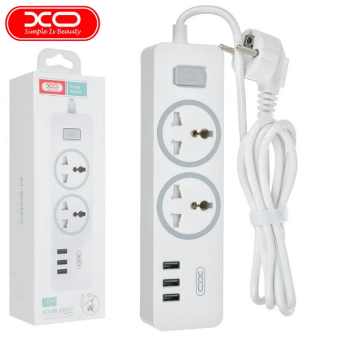 Подовжувач мережі Xo WL04 2500W 2 розетки/3 USB 1,8 м White - фото 3