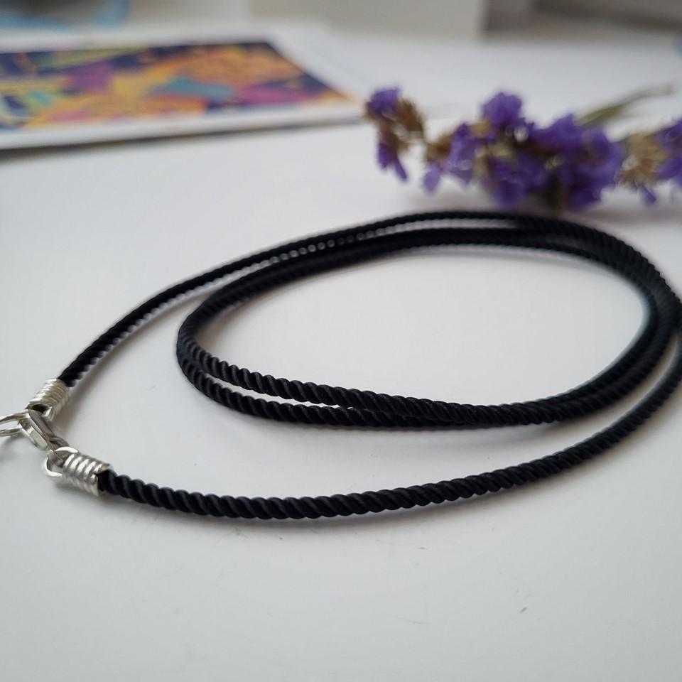 Шнурок на шею шелковый из серебра 2 мм 55 см 925 проба 1,20 г (3002/4023)