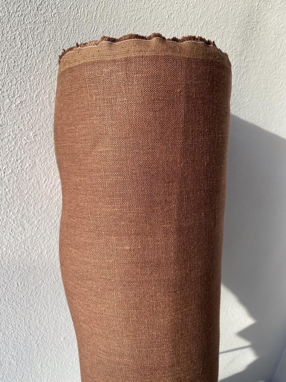 Ткань LINEN PLUS 100% лен 150 см 1216 Коричневый - фото 3