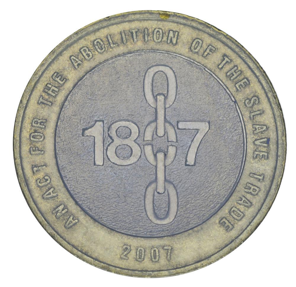 Коллекционная монета Великобритания 2 фунта 2007 Отмена работорговли F-VF (KM#1075)