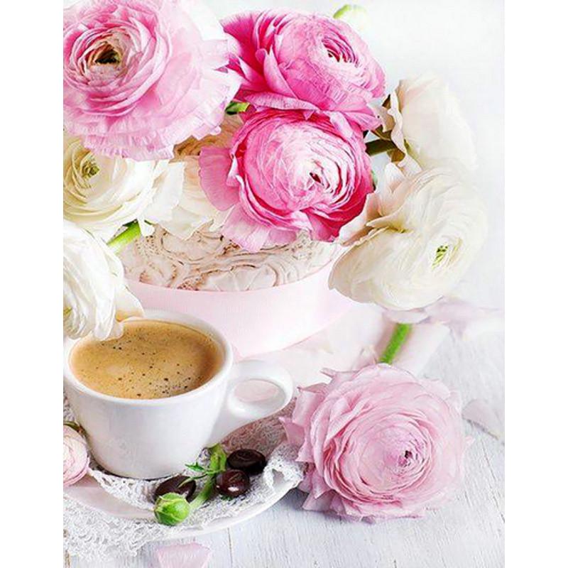 Алмазна мозаїка Strateg Ранкова кава без підрамника 40х50 см (JSFH85899)