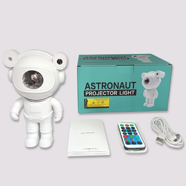 Ночник-проектор звездного неба Астронавт с луной Белый