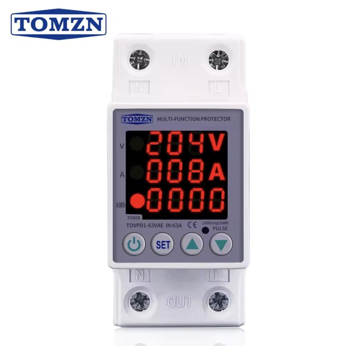 Реле напряжения и тока TOMZN со счетчиком электроэнергии 1-63 А 170-270 В (TOVPD1-63VAE) - фото 8