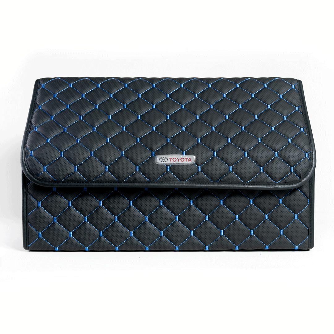 Сумка-органайзер с лого Toyota в багажник CarsBAG Экокожа 30x50x30 см Черно-синий (acb-1036-8-30х50х30-10)