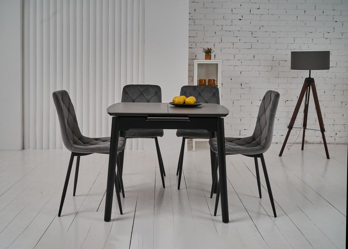 Стіл обідній розсувний Vetro Mebel 900-1200x750x760 мм Айс грей/Чорний (TМ-87-1) - фото 8 Стіл обідній розсувний Vetro Mebel 900-1200x750x760 мм Айс грей/Чорний (TМ-87-1) - фото 8