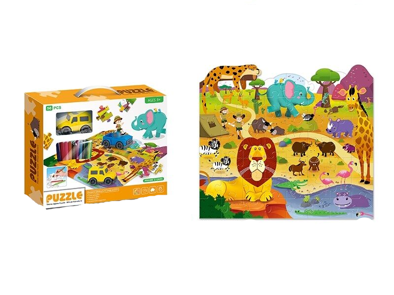 Пазл двосторонній 7077-105 48/2 Сафарі 56 фломастери 12 кольорів/розфарбовка/машинка/пазл 42х37 см 56 ел. (152895) Пазл двосторонній 7077-105 48/2 Сафарі 56 фломастери 12 кольорів/розфарбовка/машинка/пазл 42х37 см 56 ел. (152895)