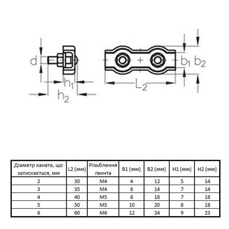 Затискач подвійний ø 2 мм M4 30x14 мм для троса цинк 100 шт. Білий (3S20000005S0200020) - фото 2 Затискач подвійний ø 2 мм M4 30x14 мм для троса цинк 100 шт. Білий (3S20000005S0200020) - фото 2