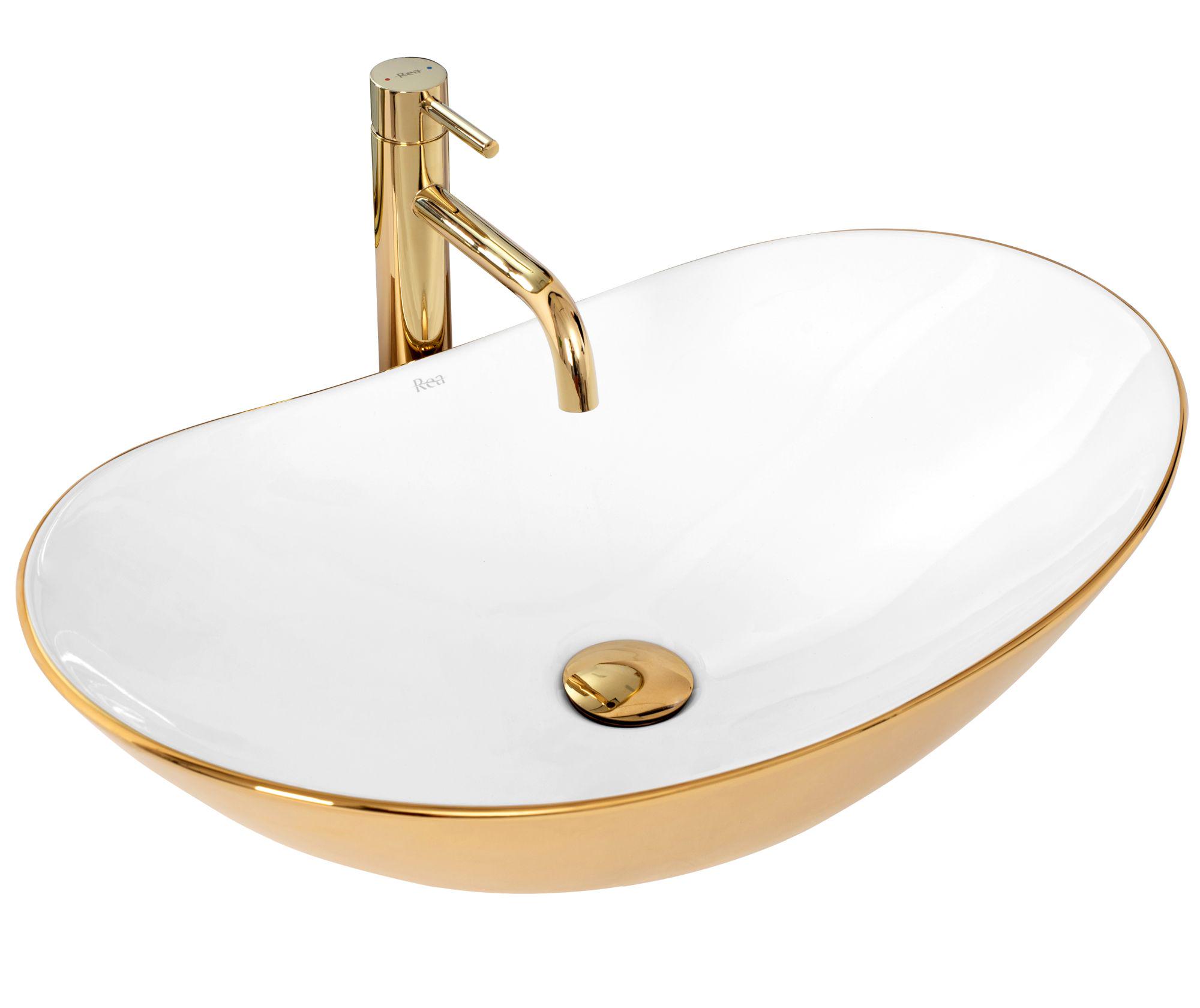 Умывальник накладной REA ROYAL WHITE GOLD REA-U7808 605x360x160 мм Золотой (133228)