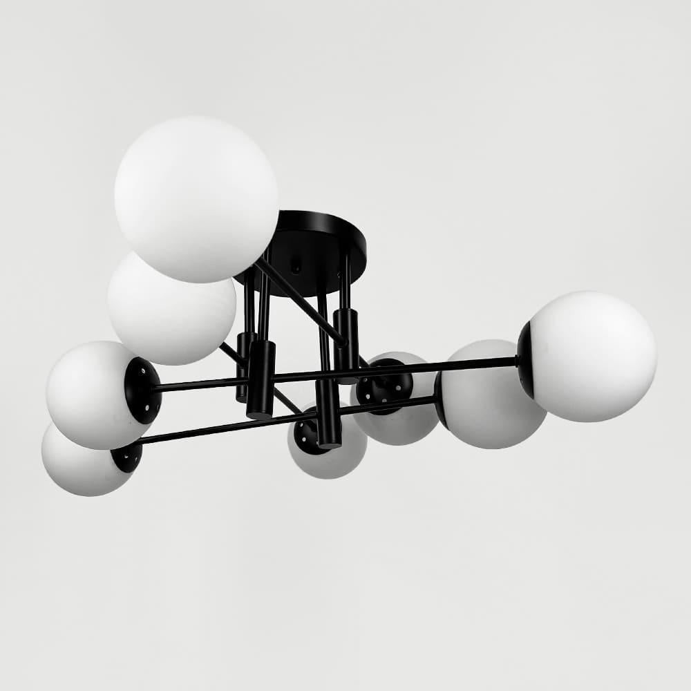 Люстра потолочная на 8 белых плафонов Ø 80 см Черный (81188/8 BK/BK/WT)