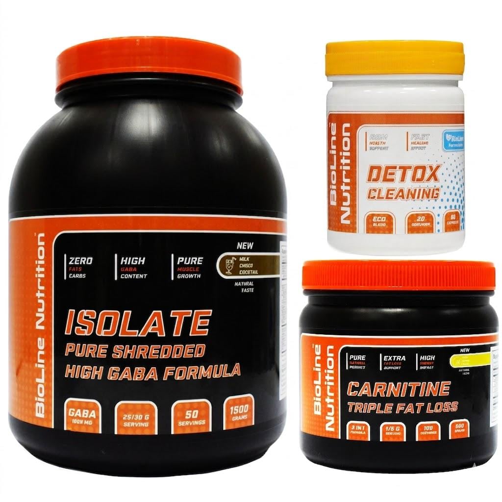 Набір BioLine Nutrition Ізолят 1,5 кг/Карнітін 0,5 кг/Детокс