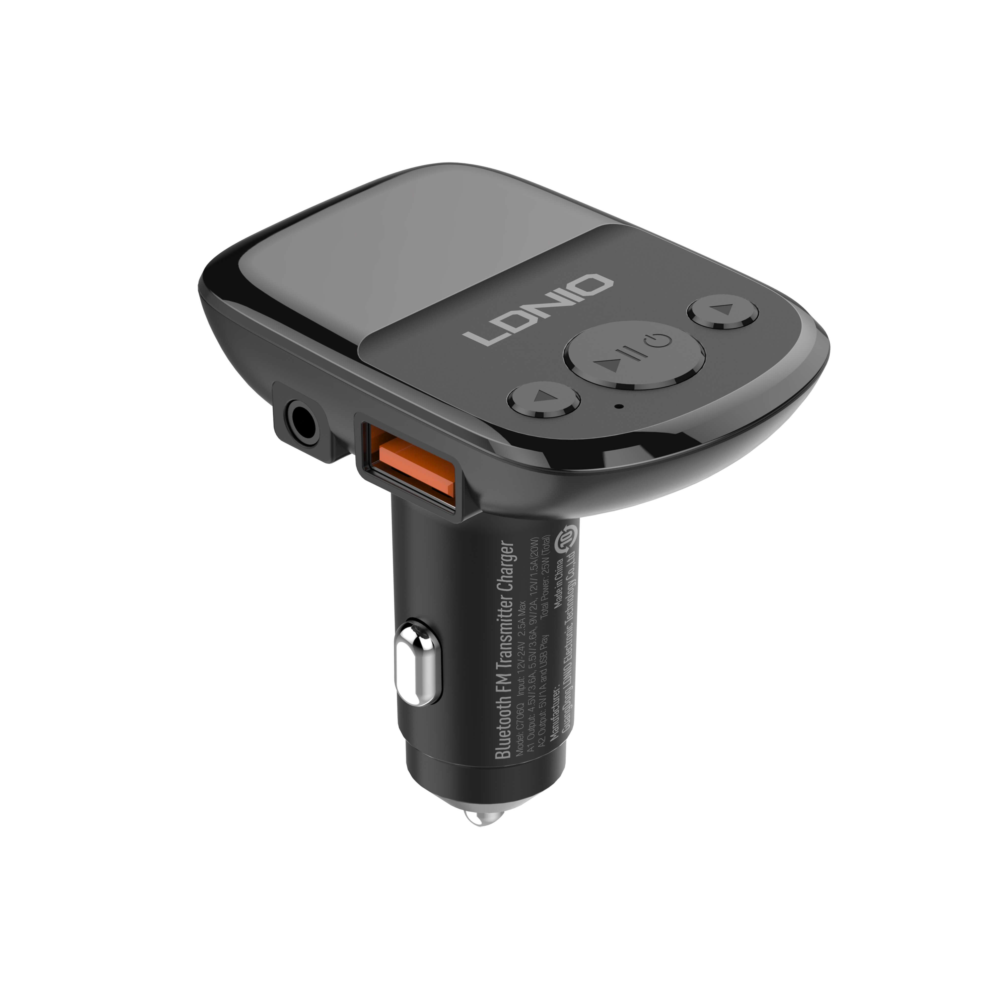 Адаптер автомобильный Ldnio with Bluetooth FM C706Q |2USB/AUX, QC3.0, 23W/3.6A|