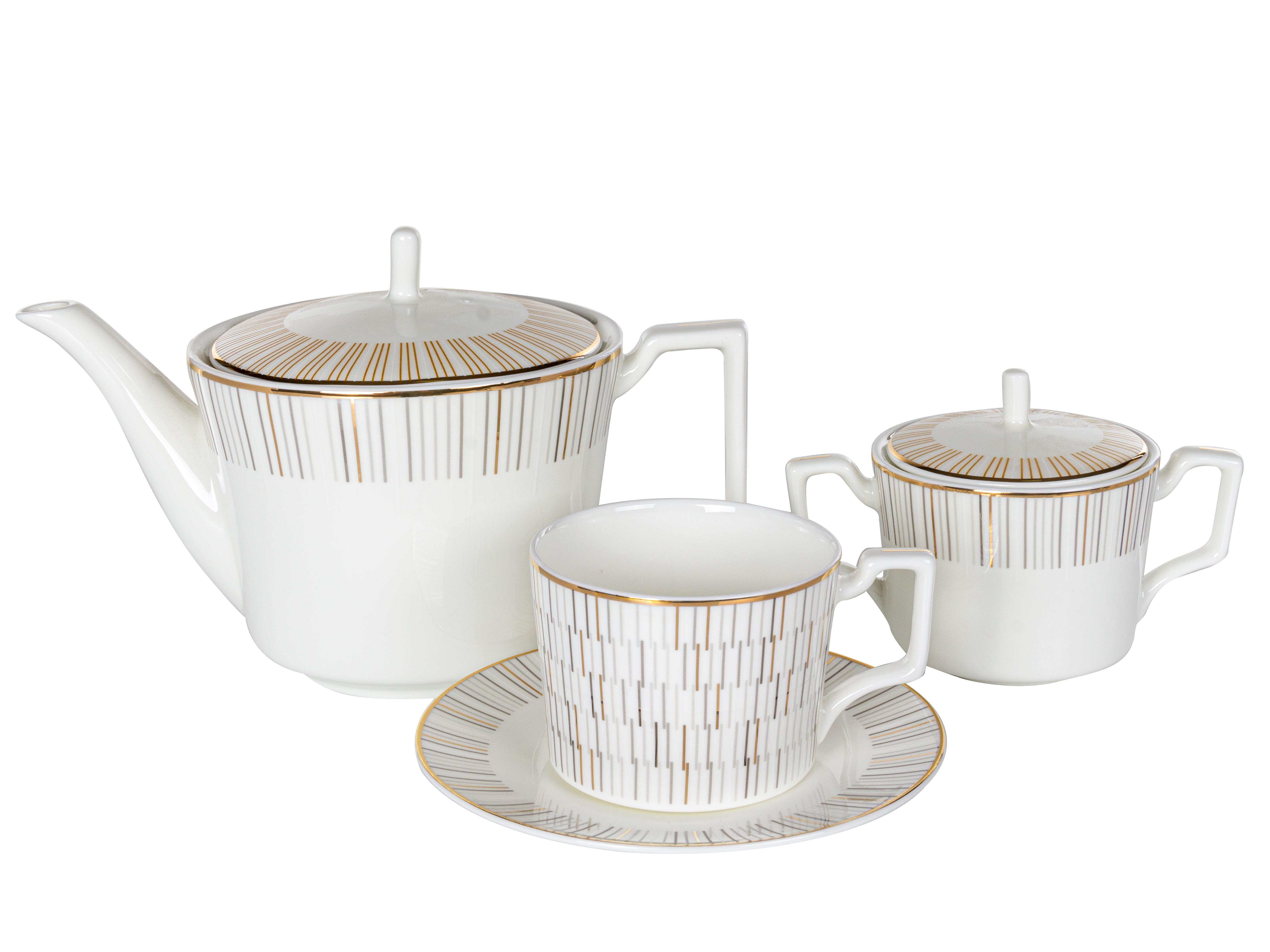 Чайный сервиз Lefard Stella на 6 персон с чайником Белый (440-129)