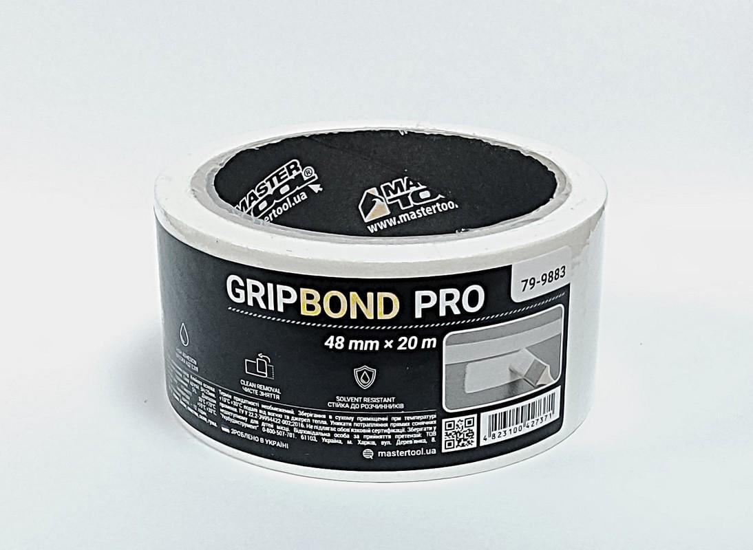 Лента малярная универсальная MasterTool GripBond Pro 48 мм х20 м Белый (79-9883) Лента малярная универсальная MasterTool GripBond Pro 48 мм х20 м Белый (79-9883)