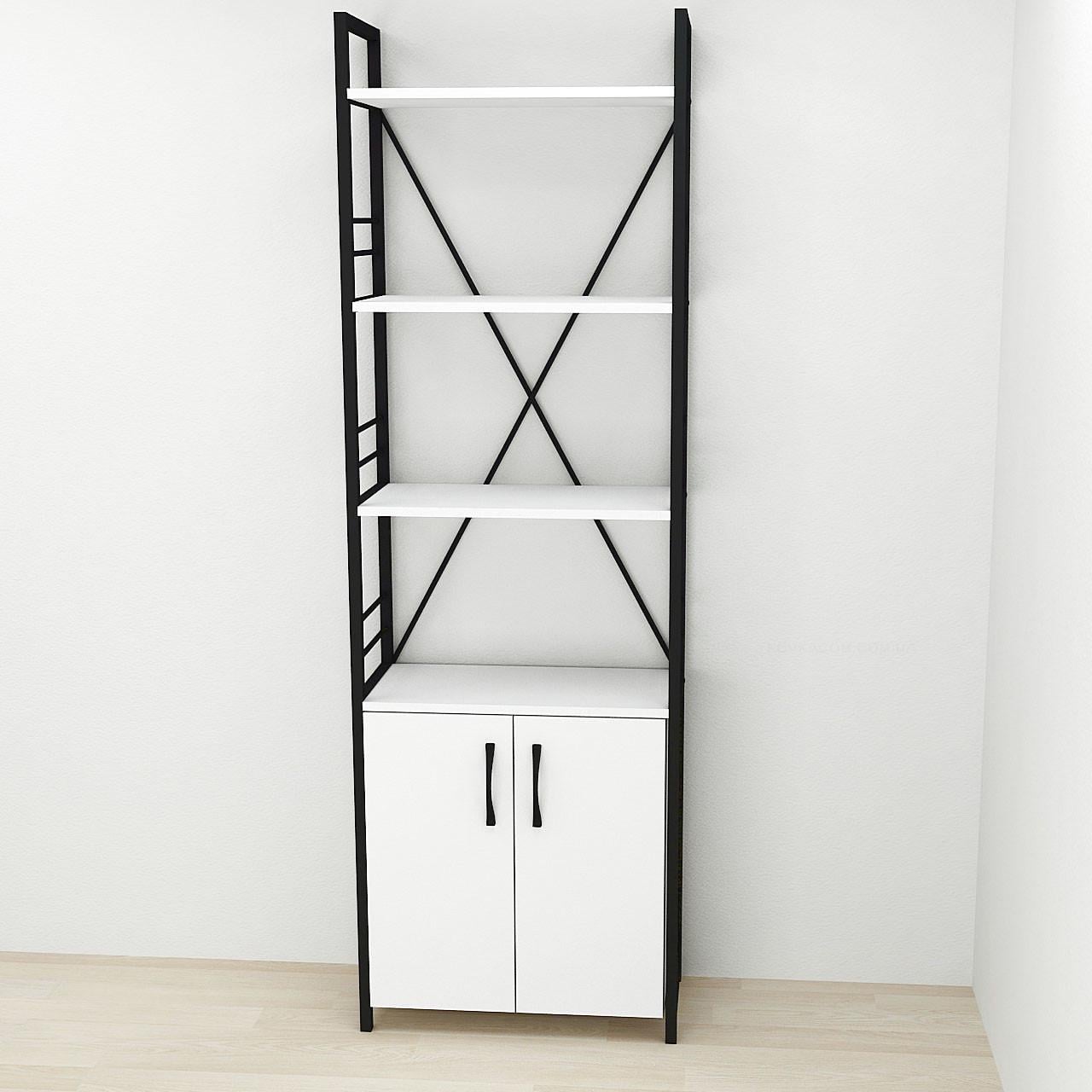 Этажерка Ferrum-decor 4/60 Коннект с тумбой 179x60x28 см Черный/Белый (FRD-104484)