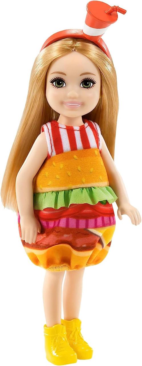 Кукла Барби Челси в костюме Бургера ​Barbie Club Chelsea Dress-Up Doll in Burger Costume GRP69