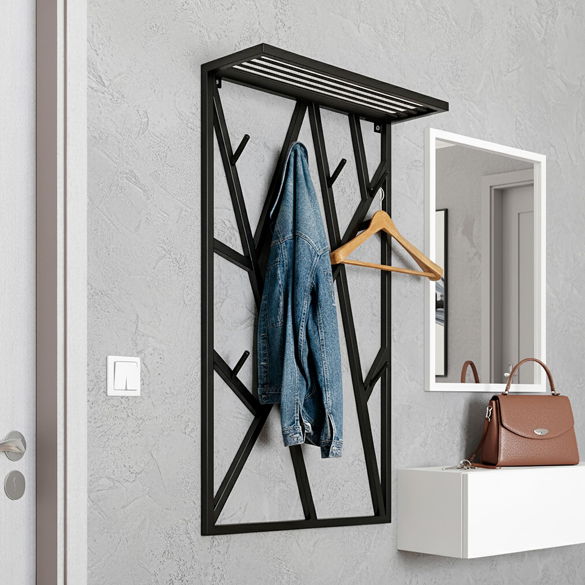 Вешалка для одежды настенная из металла Loft 600x200 мм H 1000 мм Черный (1555) - фото 2