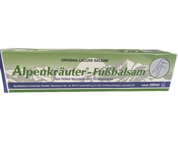 Крем Alpenkrauter-Fubbalsam на травах с конским каштаном при ожогах воспалениях и усталости тела