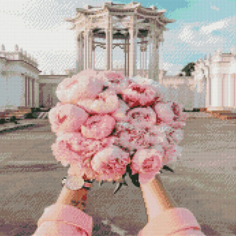 Алмазная мозаика Strateg Букет в руках 50х50 см (GA0002)