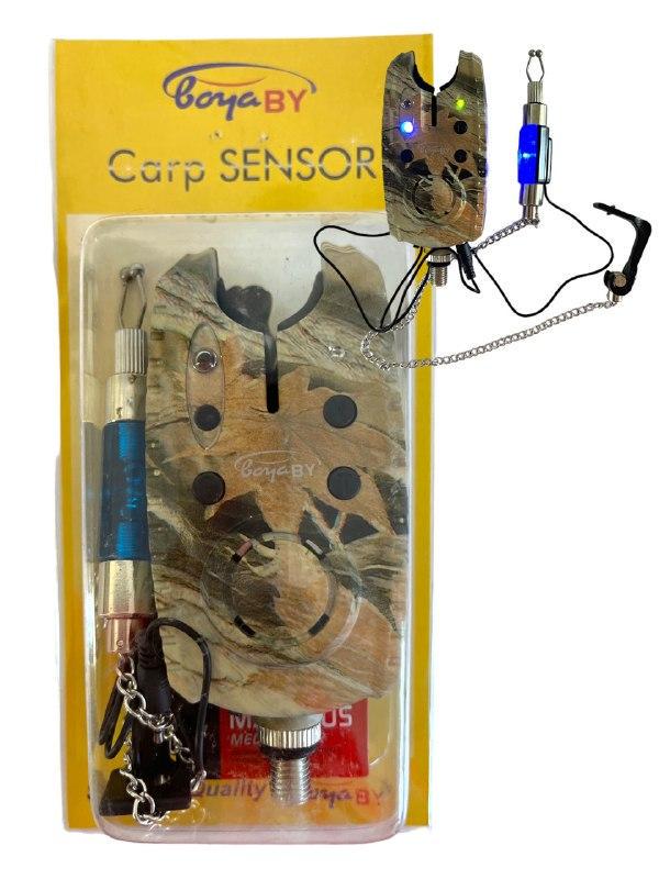 Сигналізатор клювання BoyaBY Carp Sensor YL-6 Камуфляж/свінгер на ланцюжку з підключенням Синій (1898534489) - фото 2