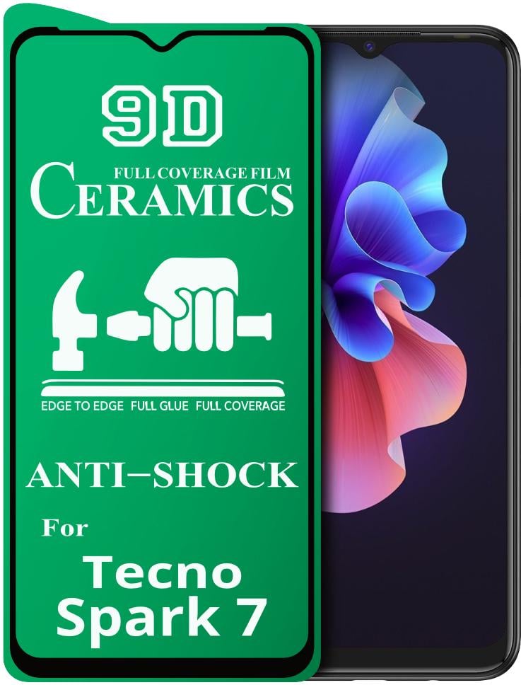 Защитная пленка Ceramics для Tecno Spark 7 керамическая 9D (24184)