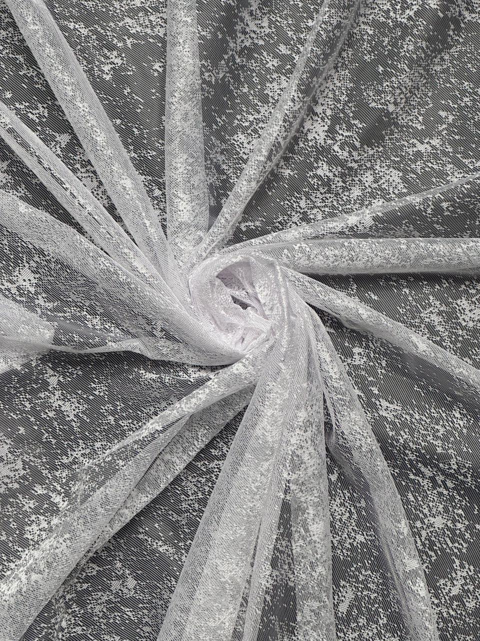 Тюль вуаль готовий Мармур на основі жакарду на тасьмі 6 см 400x250 см Білий (1147-Т46) - фото 9