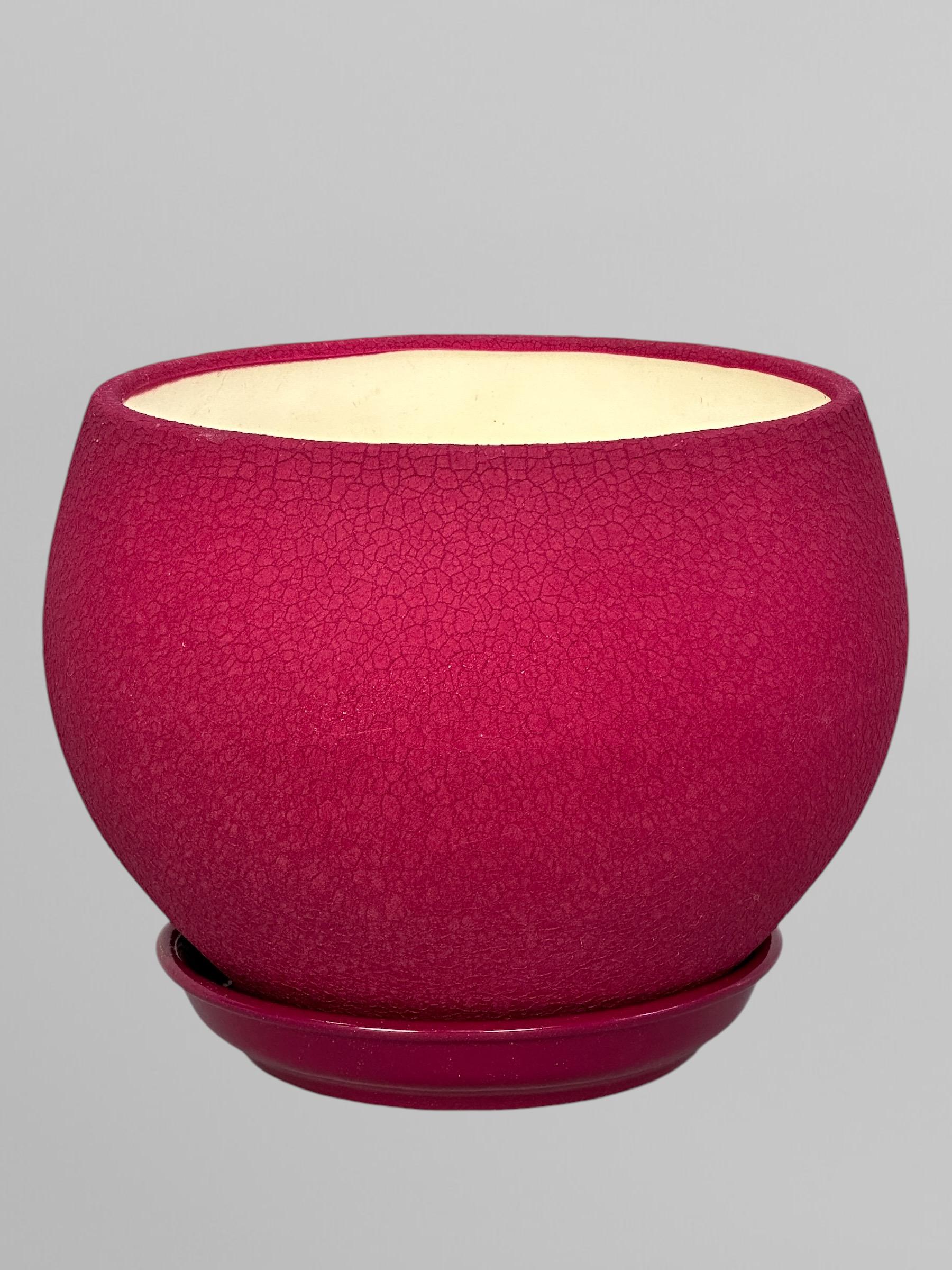 Горщик для квітів керамічний Куля шовк 4,1 л Бордовий (Г02017) - фото 2 Горщик для квітів керамічний Куля шовк 4,1 л Бордовий (Г02017) - фото 2