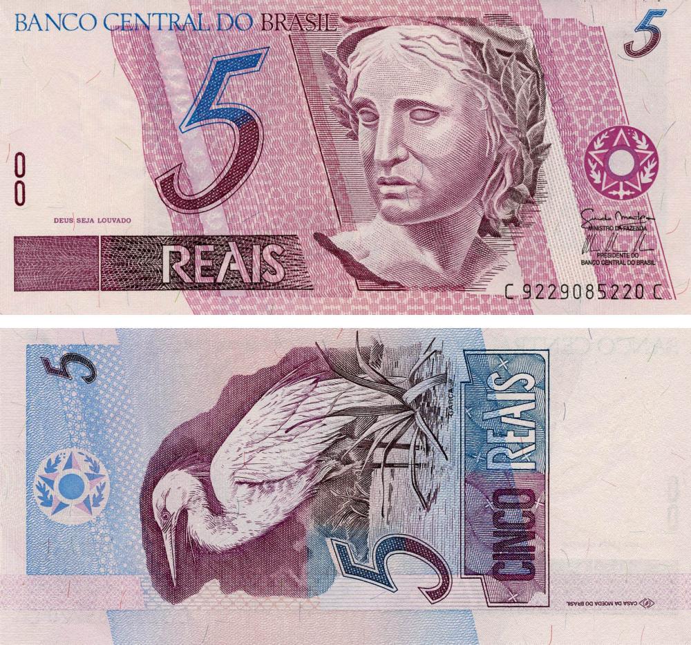 Коллекционная банкнота Бразилия 5 реал 2009 AU-UNC P244Aj (Б19148)